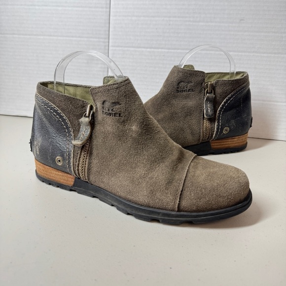 SOREL Leather Major Low Ankle Fossil Brown Boots Size 8 - Picture 2 of 14